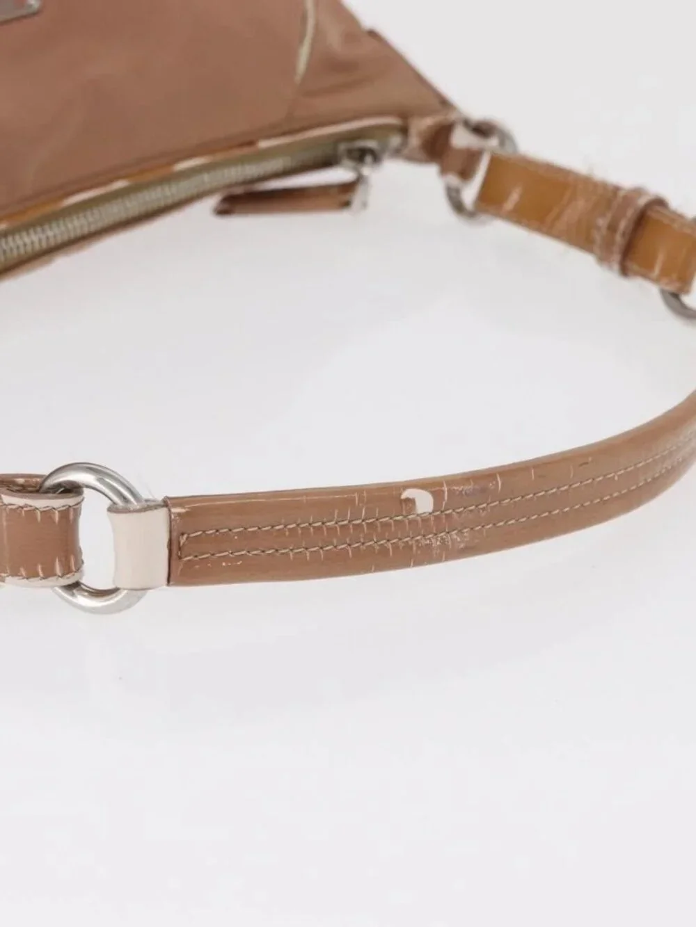 PRADA Shoulder Bag Nylon Beige Silver Auth 169041 - Picture 8 of 16